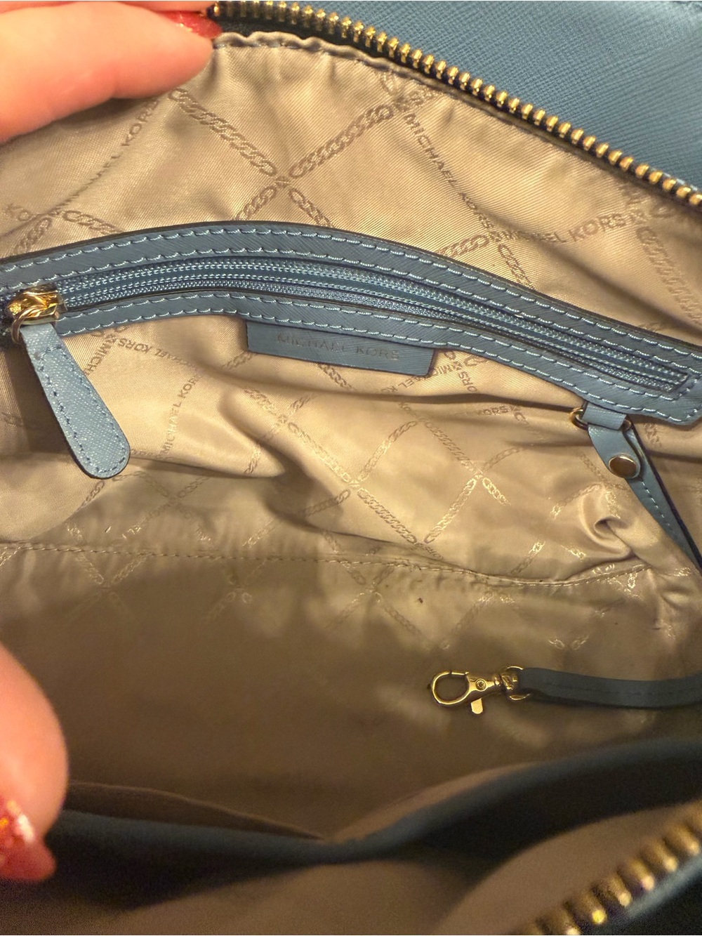 Michael Kors Powder Blue and Black Saffiano Satchel - Picture 6 of 7